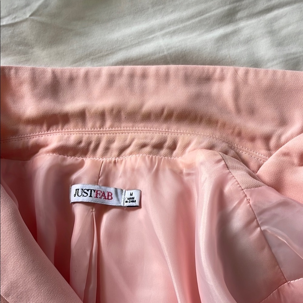 JustFab Women’s Pastel Pink Blazer Jacket w/ Shoulder Pads - Size Medium - Picture 6 of 6